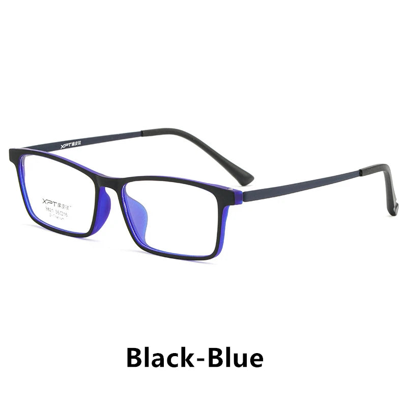 Kocolior Men's Full Rim Large Square Tr 90 Titanium Alloy Eyeglasses 9821 Full Rim Kocolior Black Blue  