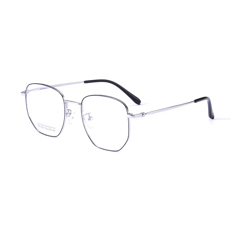 Kocolior Unisex Full Rim Polygon Titanium Eyeglasses 8197 Full Rim Kocolior Silver Black China 