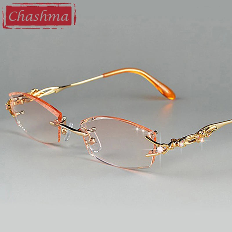 Chashma Ottica Women's Rimless Rectangle Titanium Eyeglasses 408036