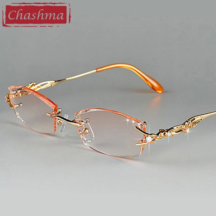 Chashma Ottica Women's Rimless Rectangle Titanium Eyeglasses 408036
