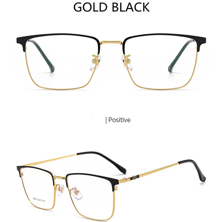 Kocolior Unisex Full Rim Square Alloy Eyeglasses 38007 Full Rim Kocolior Gold Black China 