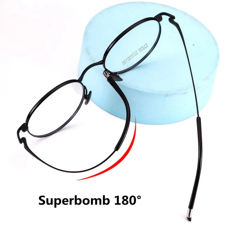 Kocolior Unisex Full Rim Small Round Titanium Eyeglasses 98022 Full Rim Kocolior