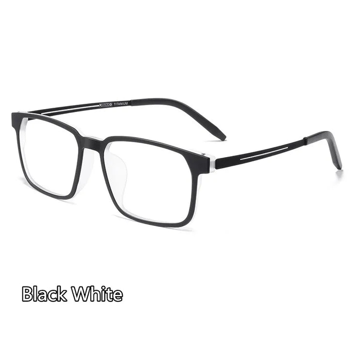 Kocolior Unisex Full Rim Square Tr 90 Titanium Hyperopic Reading Glasses 88781 Reading Glasses Kocolior Black White 0