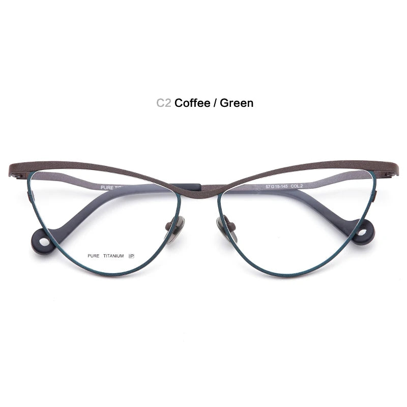 Muzz Unisex Full Rim Oval Cat Eye Titanium Eyeglasses 77551