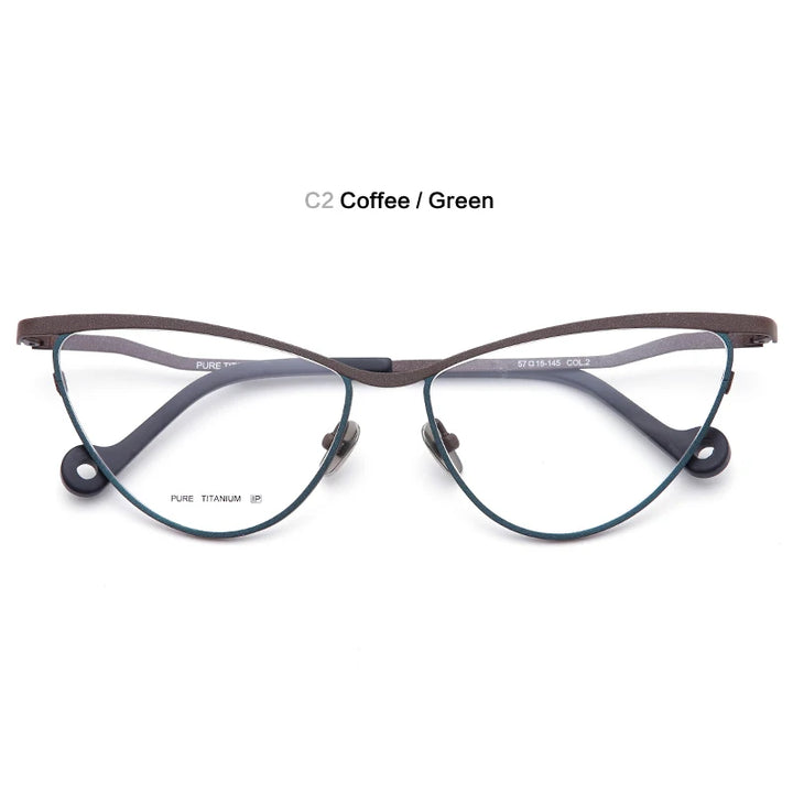 Muzz Unisex Full Rim Oval Cat Eye Titanium Eyeglasses 77551