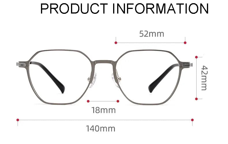 Handoer Unisex Full Rim Polygonal Aluminum Magnesium Alloy Eyeglasses H505 Full Rim Handoer