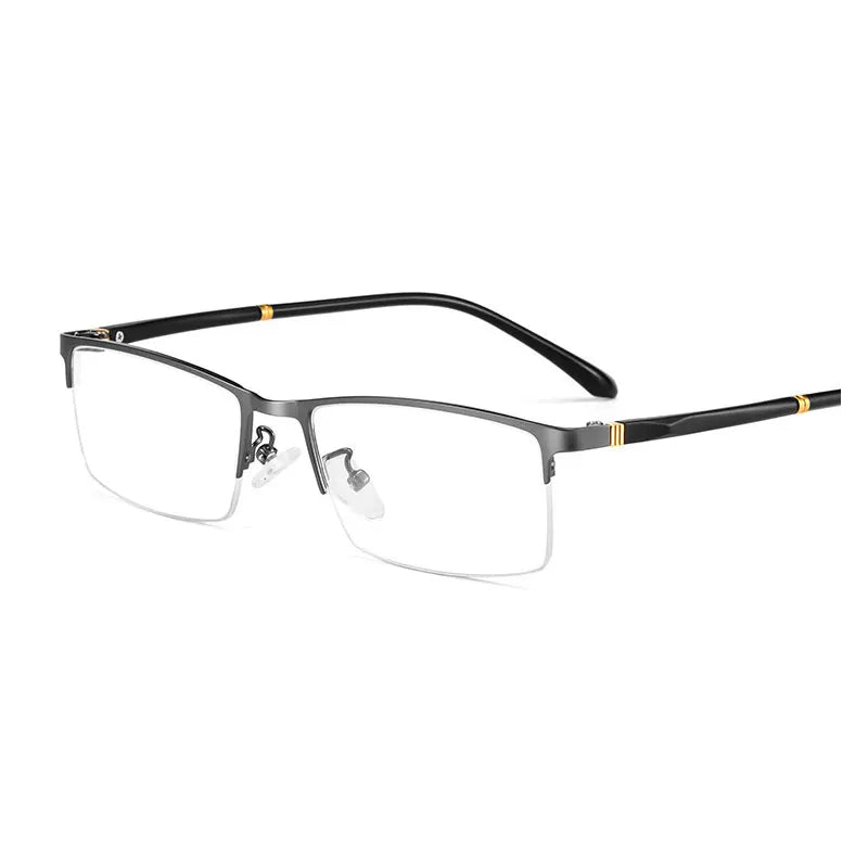 Hotochki Men's Semi Rim Square Brow Line Alloy Eyeglasses 928422