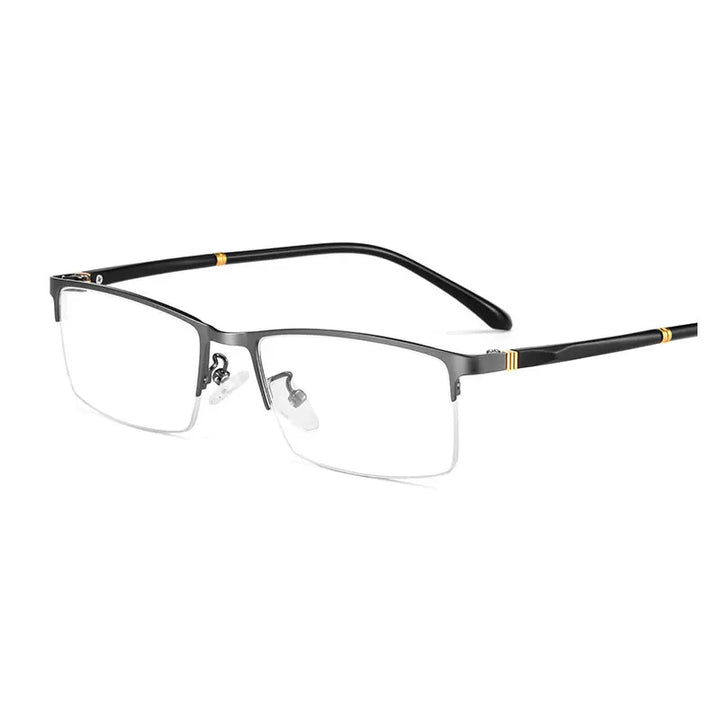 Hotochki Men's Semi Rim Square Brow Line Alloy Eyeglasses 928422