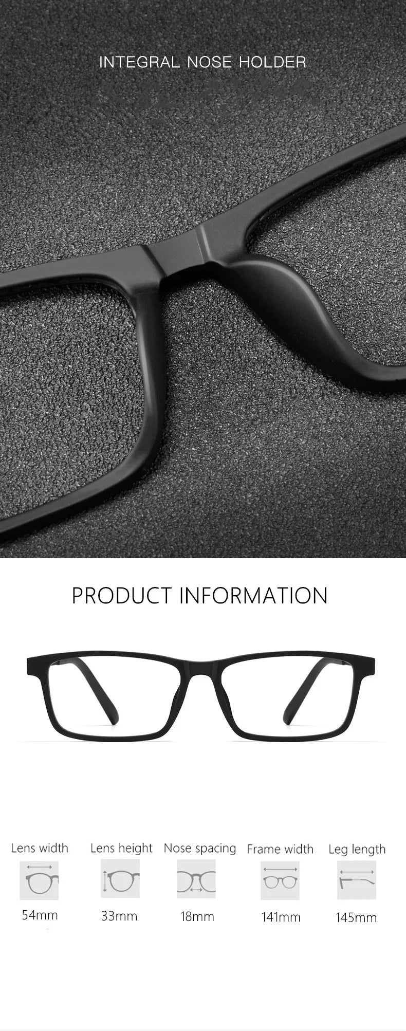 Kocolior Unisex Full Rim Large Square Tr 90 Titanium Eyeglasses 8836 Full Rim Kocolior