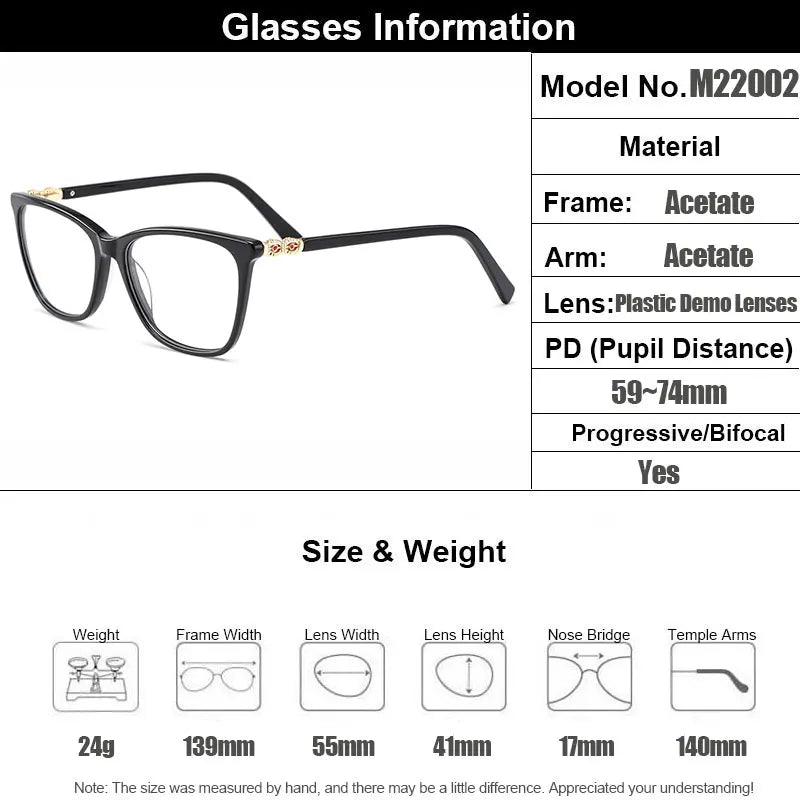 Gmei Women's Full Rim Square Acetate Alloy Eyeglasses 22002