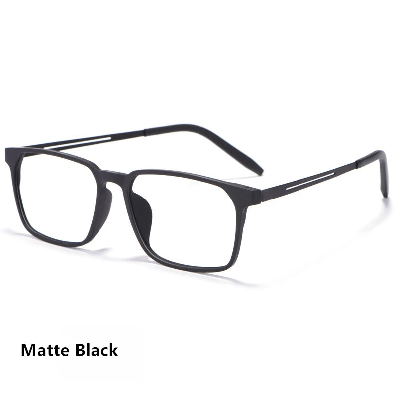 Kocolior Men's Full Rim Large Square Tr 90 Titanium Eyeglasses 3878 Full Rim Kocolior Matte Black