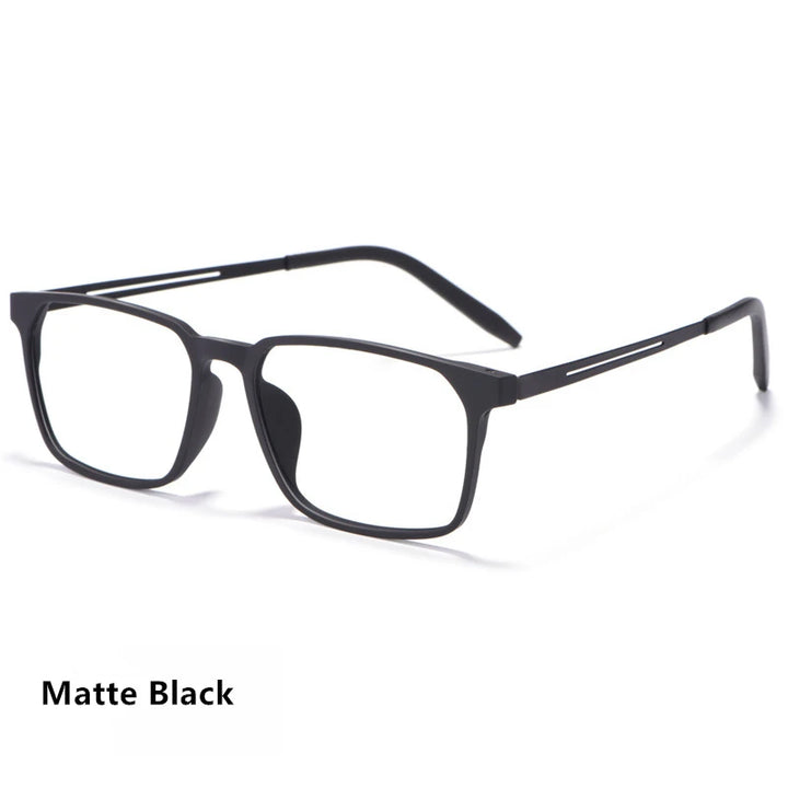 Kocolior Men's Full Rim Large Square Tr 90 Titanium Eyeglasses 3878 Full Rim Kocolior Matte Black