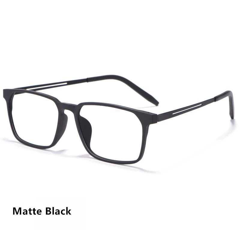 Kocolior Men's Full Rim Large Square Tr 90 Titanium Eyeglasses 3878 Full Rim Kocolior Matte Black  