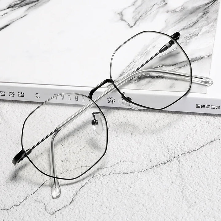 Kocolior Unisex Full Rim Polygon Titanium Alloy Eyeglasses 9039 Full Rim Kocolior