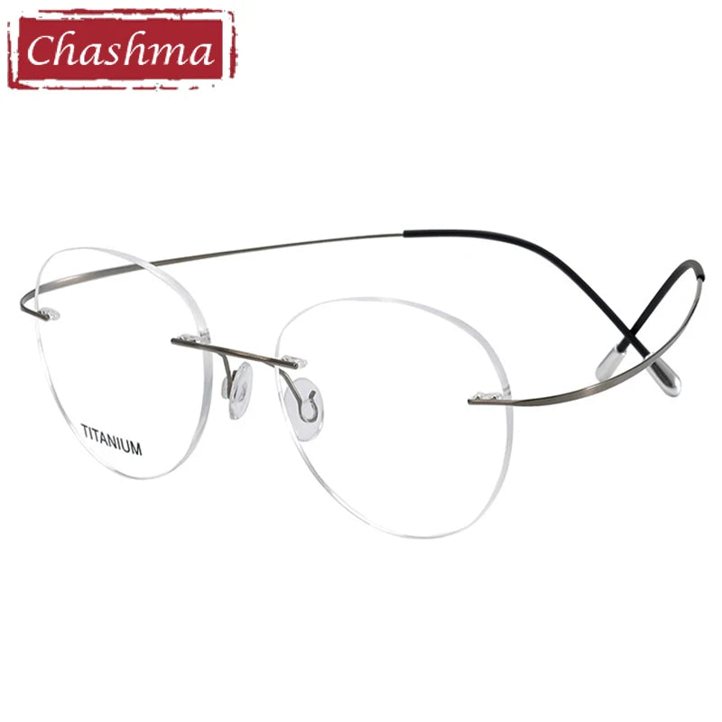 Chashma Women's Rimless Flat Top Round Titanium Eyeglasses 16017 Rimless Chashma