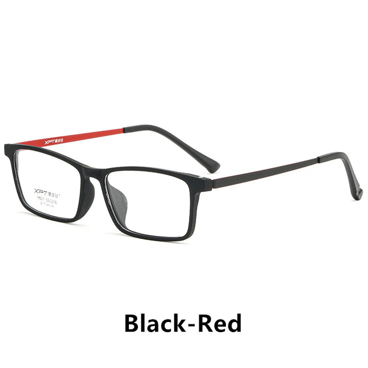 Kocolior Men's Full Rim Large Square Tr 90 Titanium Alloy Eyeglasses 9821 Full Rim Kocolior Black Red  