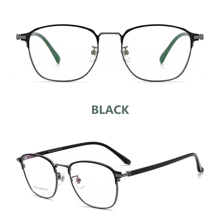 Kocolior Unisex Full Rim Square Alloy Hyperopic Reading Glasses 70121 Reading Glasses Kocolior Black +25 