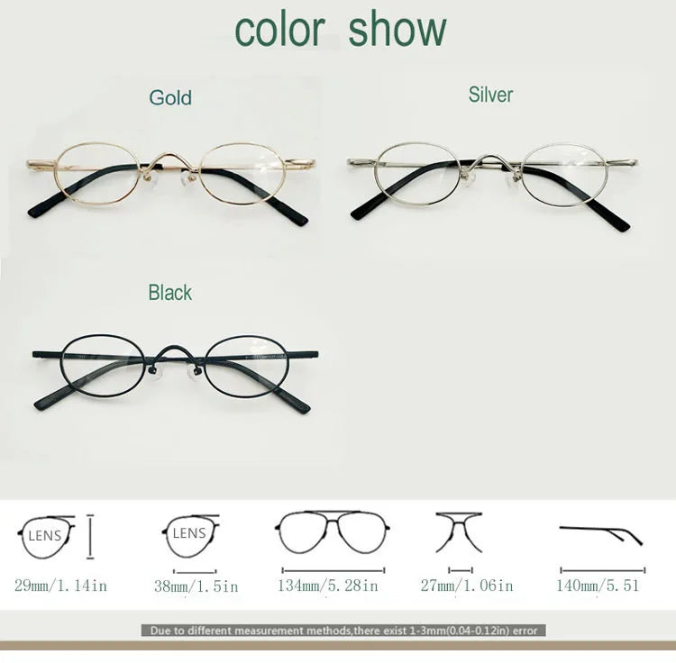 Yujo Unisex Full Rim Small Oval Alloy Eyeglasses 811004 Full Rim Yujo