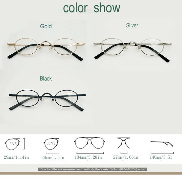 Yujo Unisex Full Rim Small Oval Alloy Eyeglasses 811004 Full Rim Yujo