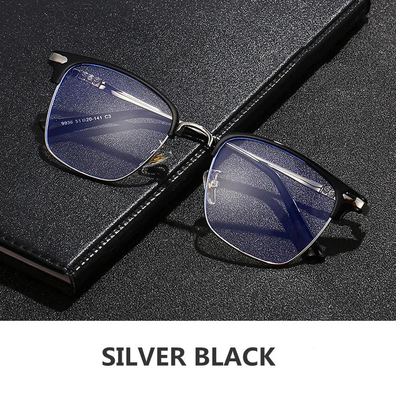 Kocolior Unisex Full Rim Square Acetate Titanium Alloy Eyeglasses 7509 Full Rim Kocolior SILVER BLACK China