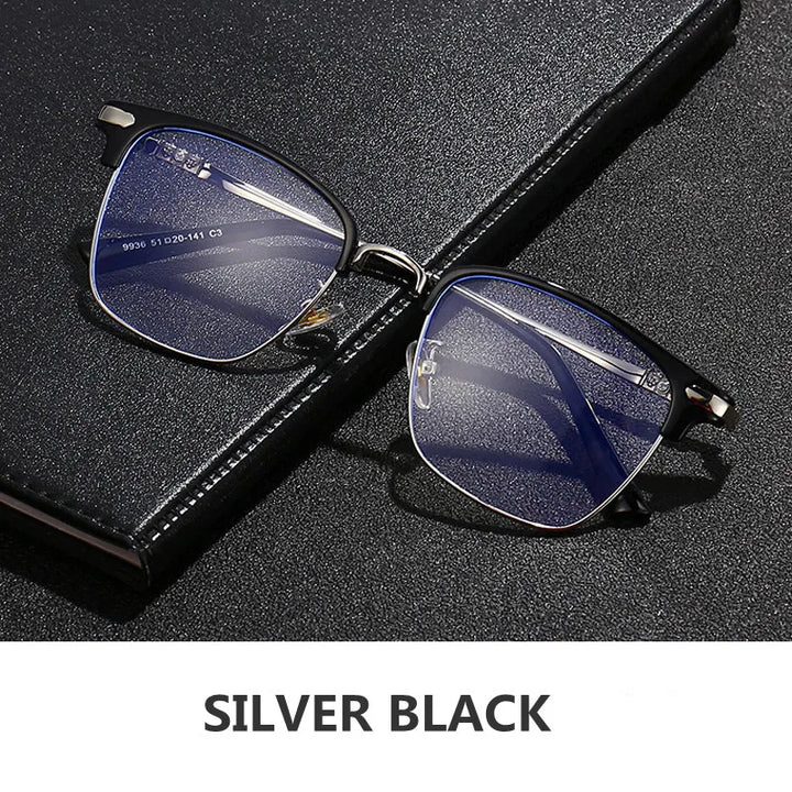Kocolior Unisex Full Rim Square Acetate Titanium Alloy Eyeglasses 7509 Full Rim Kocolior SILVER BLACK China