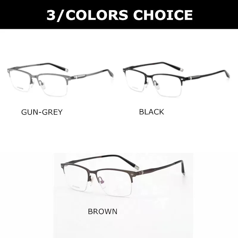 Aimee Men's Semi Rim Square Titanium Acetate Eyeglasses 27009 Semi Rim Aimee