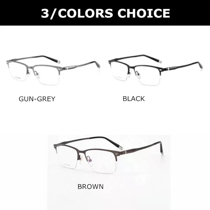 Aimee Men's Semi Rim Square Titanium Acetate Eyeglasses 27009 Semi Rim Aimee