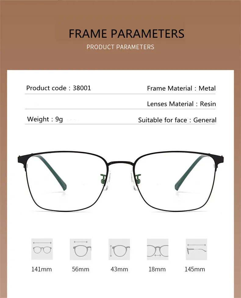Kocolior Unisex Full Rim Large Square Alloy Hyperopic Reading Glasses 38001 Reading Glasses Kocolior