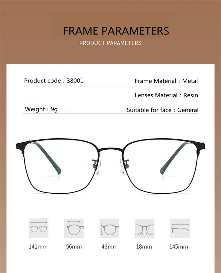 Kocolior Unisex Full Rim Large Square Alloy Hyperopic Reading Glasses 38001 Reading Glasses Kocolior