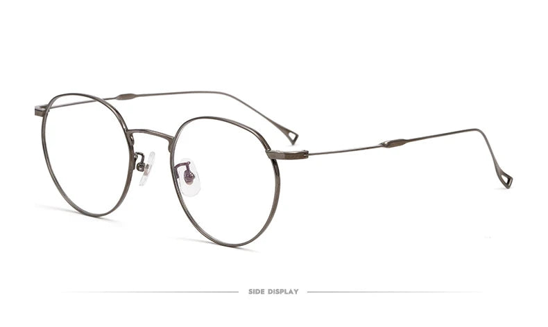 Muzz Unisex Full Rim Round Titanium Eyeglasses 86246 Full Rim Muzz GRAY