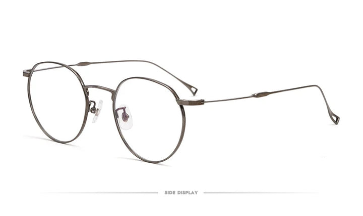 Muzz Unisex Full Rim Round Titanium Eyeglasses 86246 Full Rim Muzz GRAY