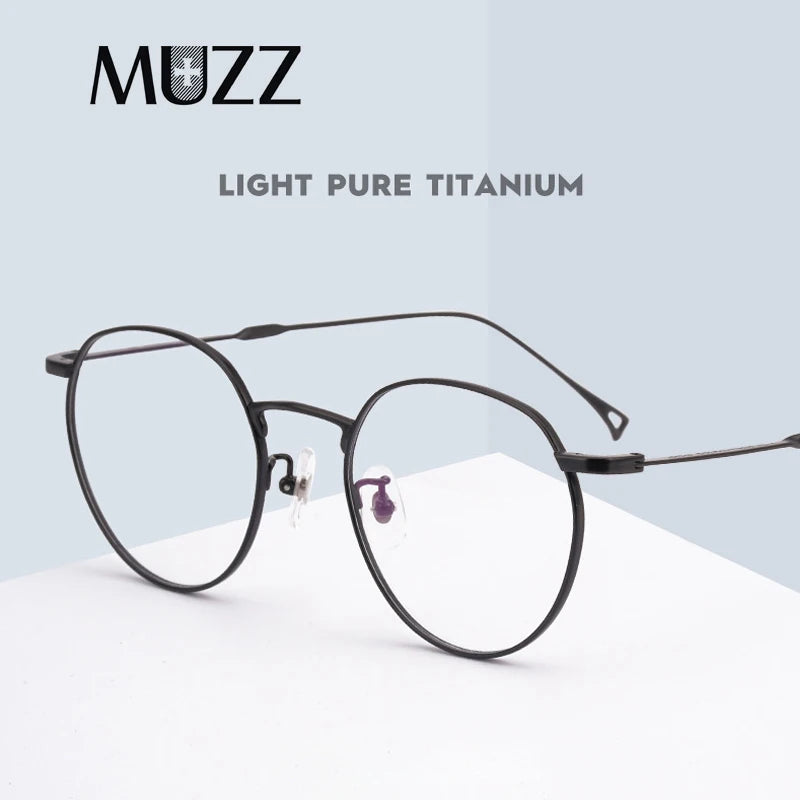 Muzz Unisex Full Rim Round Titanium Eyeglasses 86246 Full Rim Muzz   