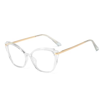 Ralferty Women's Full Rim Square Cat Eye Acetate Eyeglasses F95285 Full Rim Ralferty C2 Transparent  
