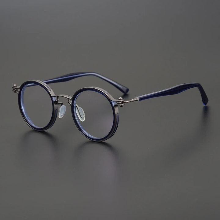 Gatenac Unisex Full Rim Round Acetate Titanium Frame Eyeglasses Gxyj576 Full Rim Gatenac 2