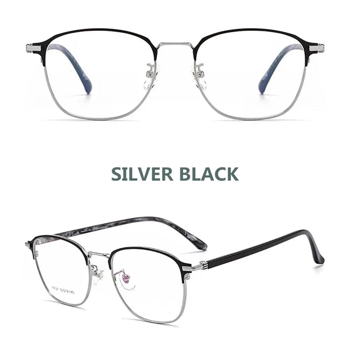 Kocolior Unisex Full Rim Square Alloy Hyperopic Reading Glasses 70121 Reading Glasses Kocolior Silver +25 