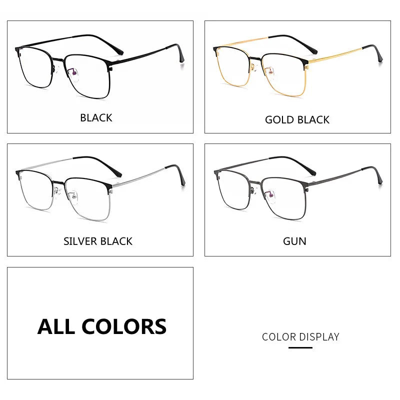 Kocolior Unisex Full Rim Rectangle Alloy Eyeglasses 39139 Full Rim Kocolior