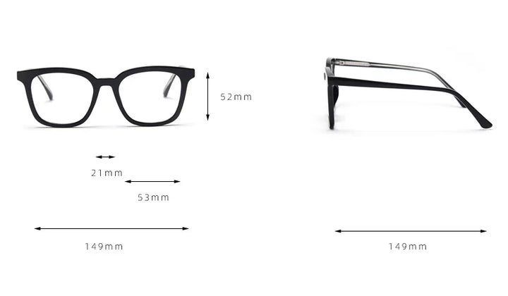 CCspace Unisex Full Rim Square Tr 90 Titanium Frame Eyeglasses 49863 Full Rim CCspace