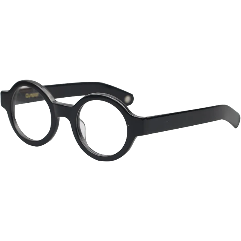Cubojue Unisex Full Rim Round Acetate Reading Glasses 83014 Reading Glasses Cubojue Black no function lens 0
