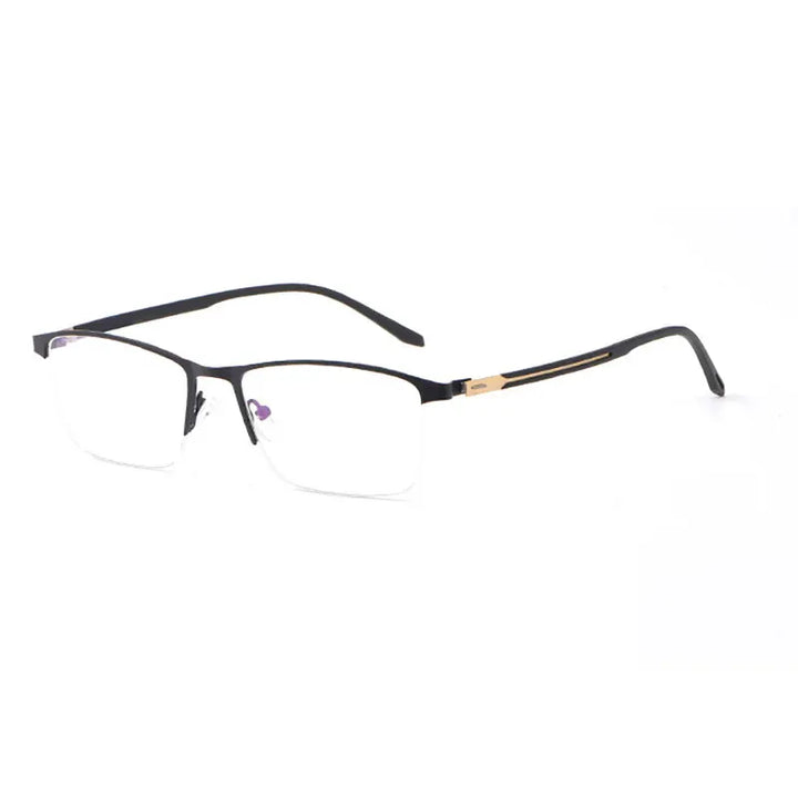 Hotochki Men's Semi Rim Square Brow Line Alloy Eyeglasses 98334