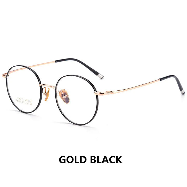 Kocolior Unisex Full Rim Small Round Titanium Eyeglasses 98022 Full Rim Kocolior Gold Black China
