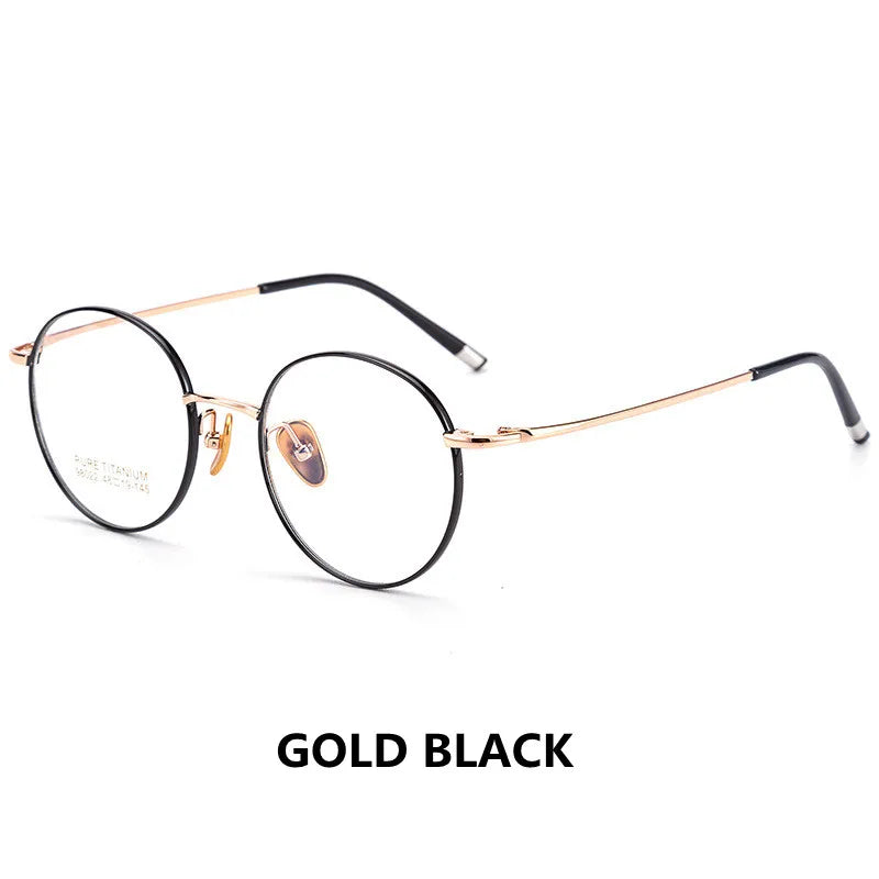 Kocolior Unisex Full Rim Small Round Titanium Eyeglasses 98022 Full Rim Kocolior Gold Black China 