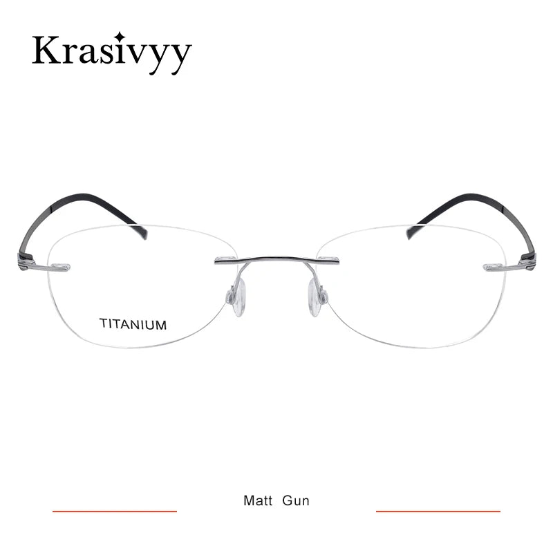 Krasivyy Women's Rimless Oval Screwless Titanium Eyeglasses 315003