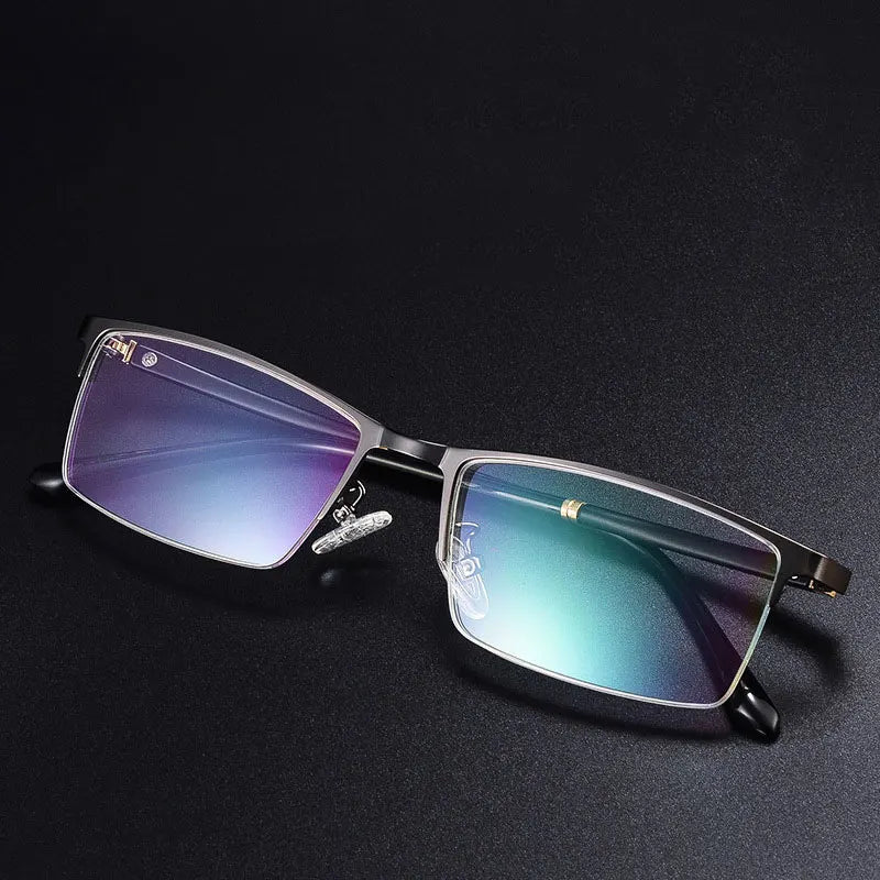 Hotochki Men's Semi Rim Square Brow Line Alloy Eyeglasses 928422