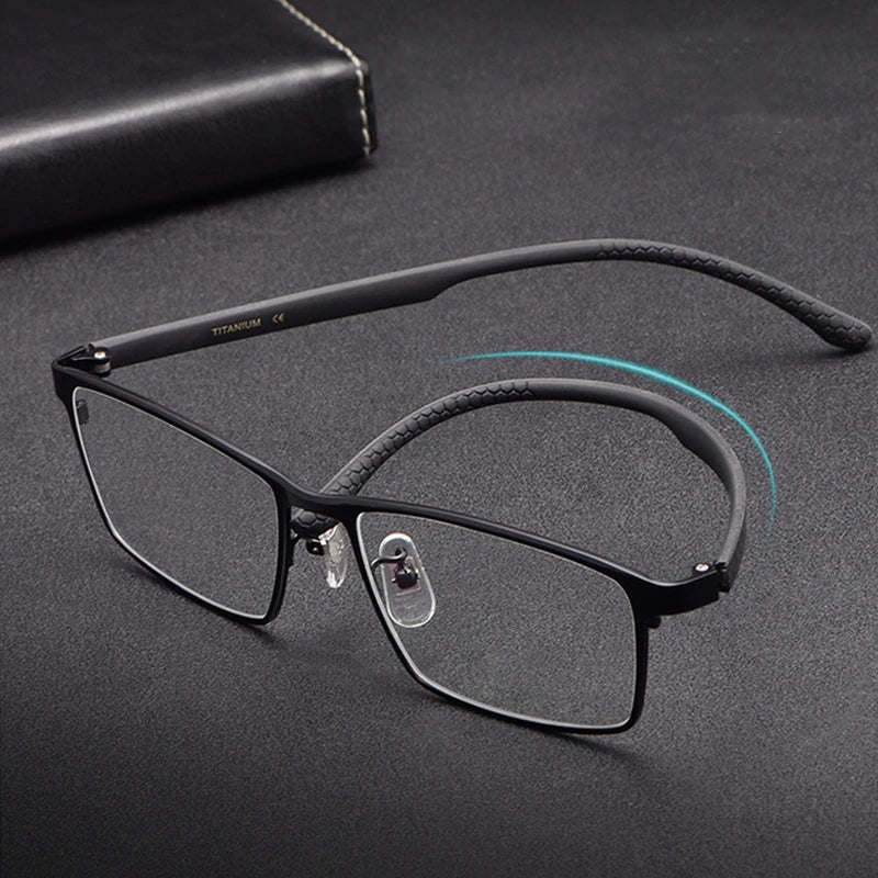 Kocolior Men's Full Rim Square Titanium Eyeglasses T0111 Full Rim Kocolior