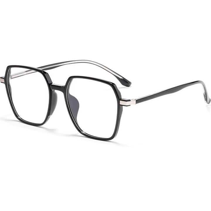 Hotochki Unisex Full Rim Polygonal Alloy Eyeglasses 3700d Full Rim Hotochki black