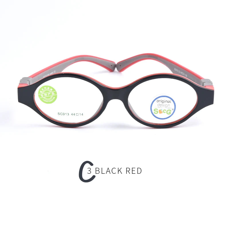 Secg Unisex Children's Full Rim Round Tr 90 Silicone Eyeglasses 19013 Full Rim Secg C3