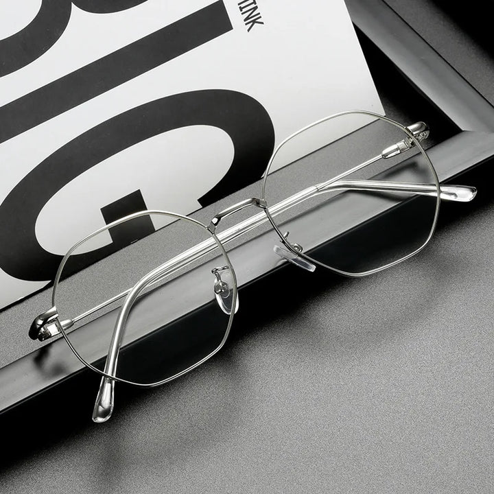 Kocolior Unisex Full Rim Polygon Titanium Alloy Eyeglasses 9039 Full Rim Kocolior SILVER China
