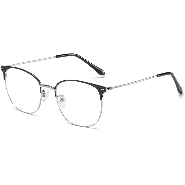Kocolior Unisex Full Rim Square Tr 90 Titanium Alloy Eyeglasses 19008 Full Rim Kocolior Silver Black China 