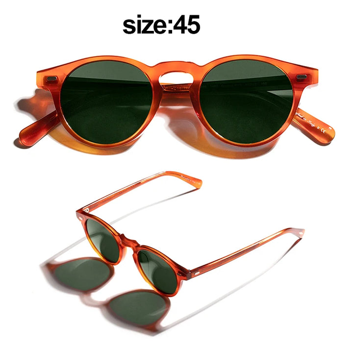 Hewei Unisex Full Rim Round Acetate Polarized Sunglasses 5186 Sunglasses Hewei red vs green (45) Other