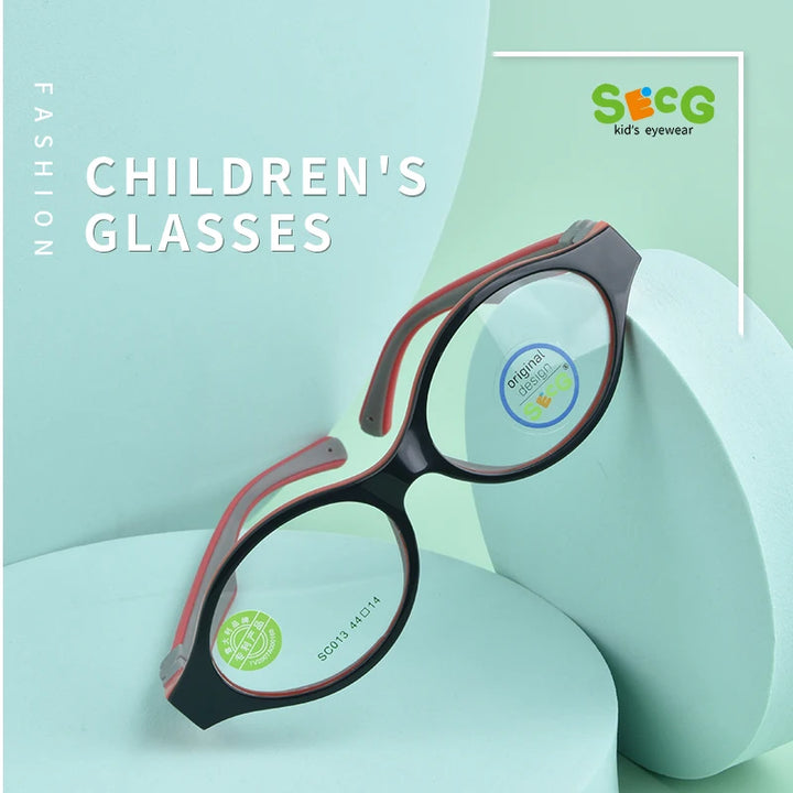 Secg Unisex Children's Full Rim Round Tr 90 Silicone Eyeglasses 19013 Full Rim Secg